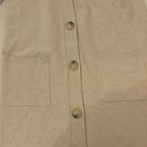 Tory Burch Longline Oatmeal Wool Blend Cardigan - Picture 3 of 5